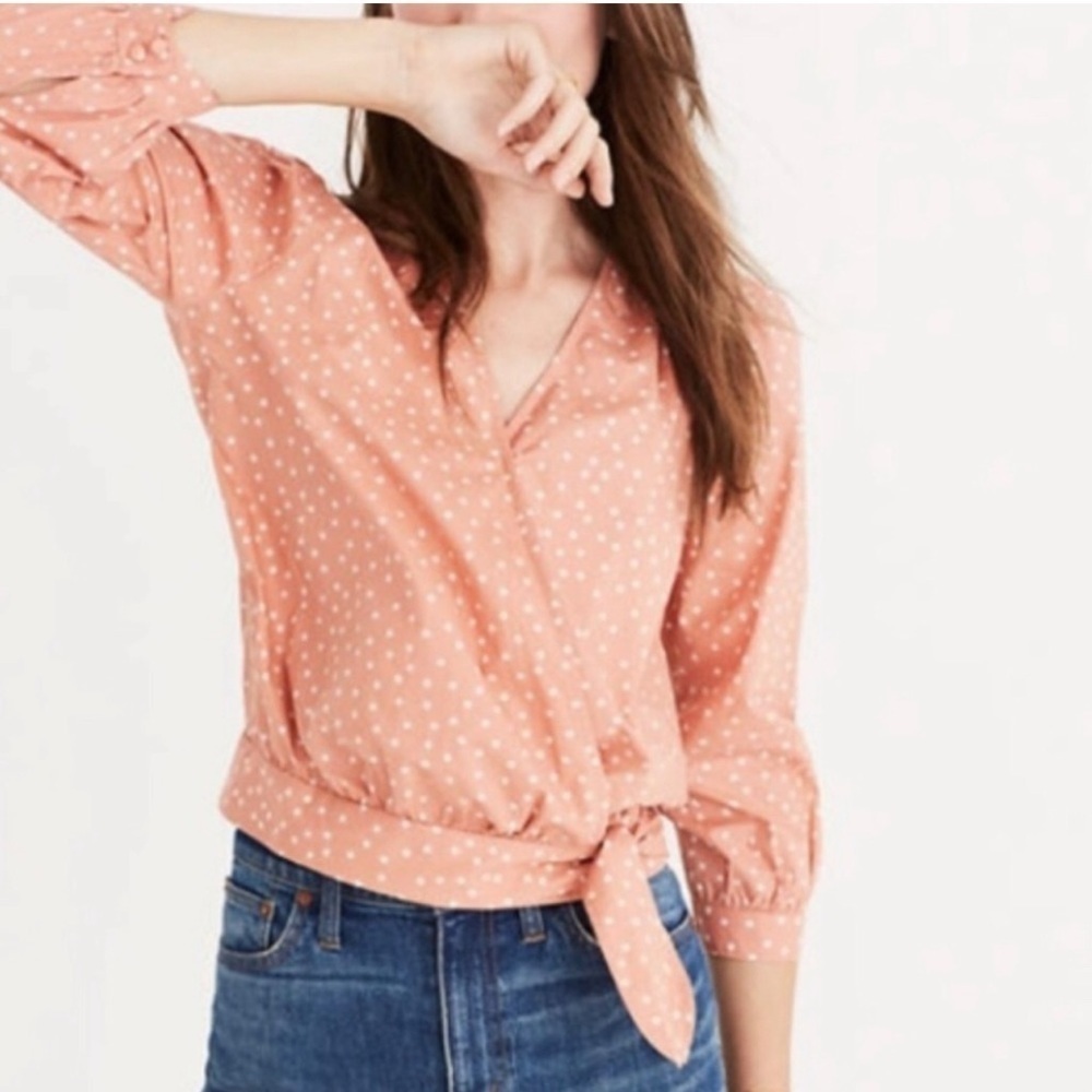 Madewell Wrap Top in Star Scatter Coral